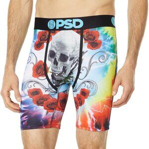 PSD Grateful Trip Skull Roses Tie Dye Mesh Mens Boxer Brief XXL Red Blue Yellow
